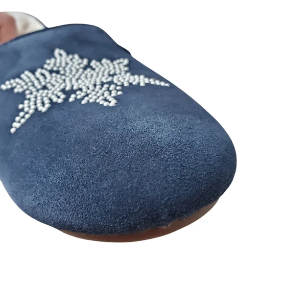 Talbots Fireside Suede Pearl Snowflake Memory Foam Slippers Size 8 Like New - Picture 7 of 11